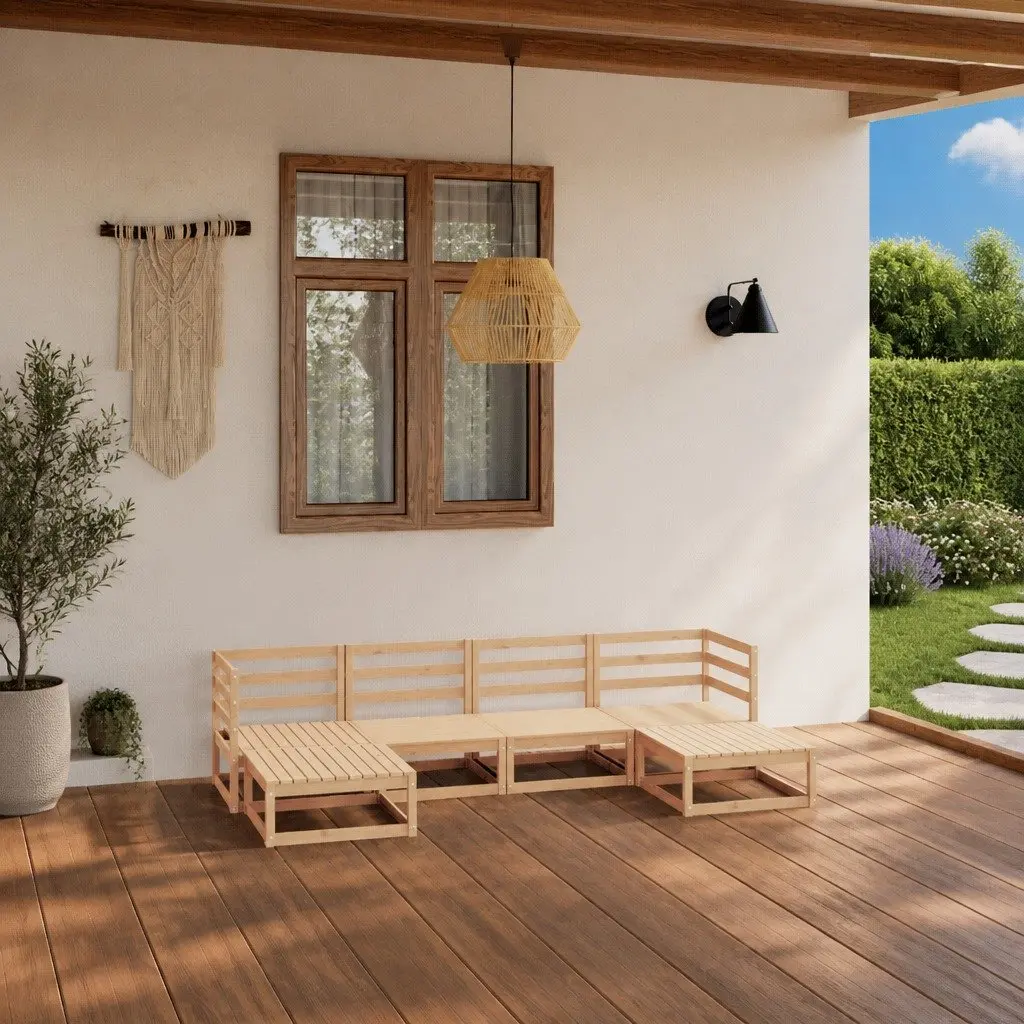 6 Piece Garden Lounge Set Outdoor Furniture Modular Seating Brown