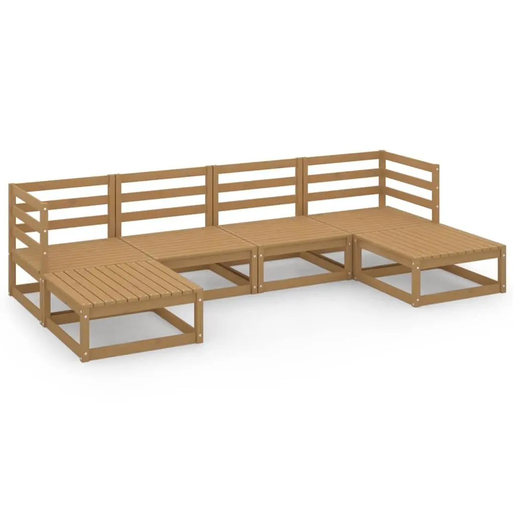 6 Piece Garden Lounge Set Solid Pinewood Brown Outdoor Furniture Patio Sectional