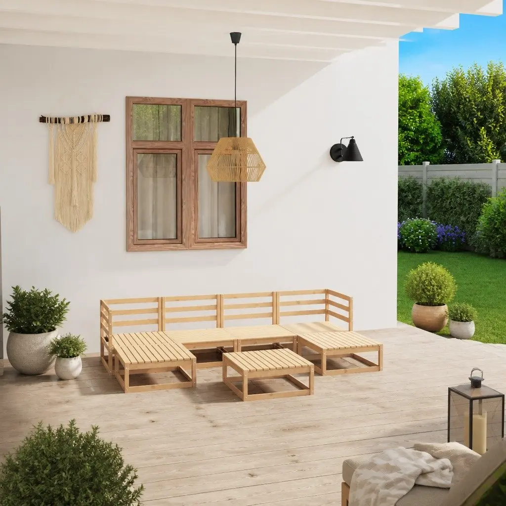 7 Piece Garden Lounge Set Outdoor Furniture Patio Brown Modular Seating Sofa