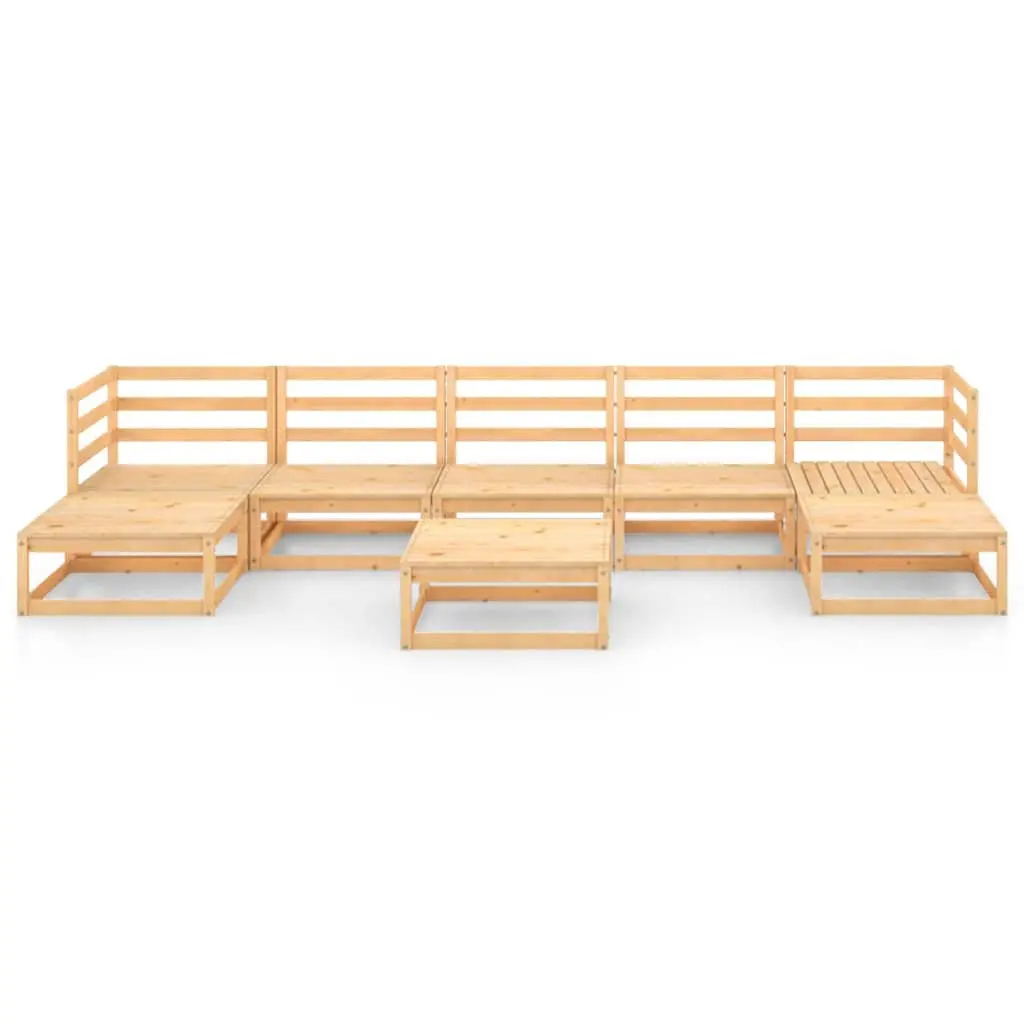 Modular Outdoor Furniture Garden Lounge Set Pinewood Sectional 8 Piece Brown