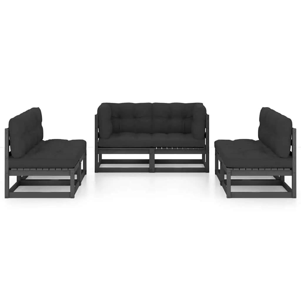 Garden Lounge Set 6 Piece Outdoor Furniture with Cushions Solid Wood Patio