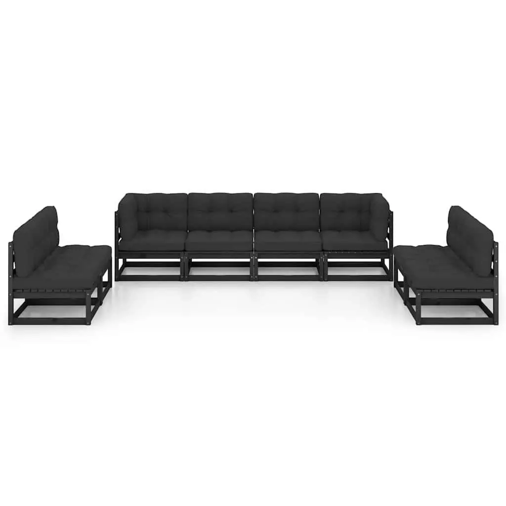 Garden Lounge Set Modular Outdoor Furniture 8 Piece with Cushions Black