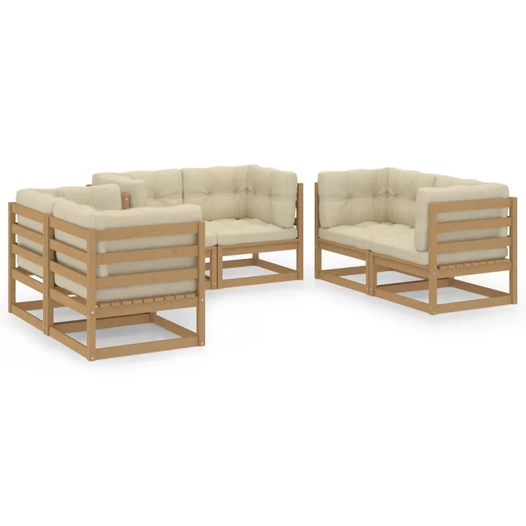 Garden Lounge Set 6 Piece Outdoor Furniture Modular Brown with Cushions