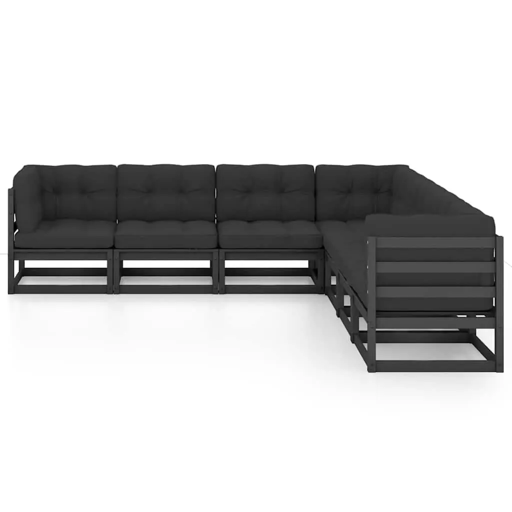 Garden Lounge Set 7 Piece Outdoor Furniture with Cushions Pinewood Black