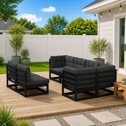 Value-Driven 7 Piece Garden Lounge Set in Black Pinewood