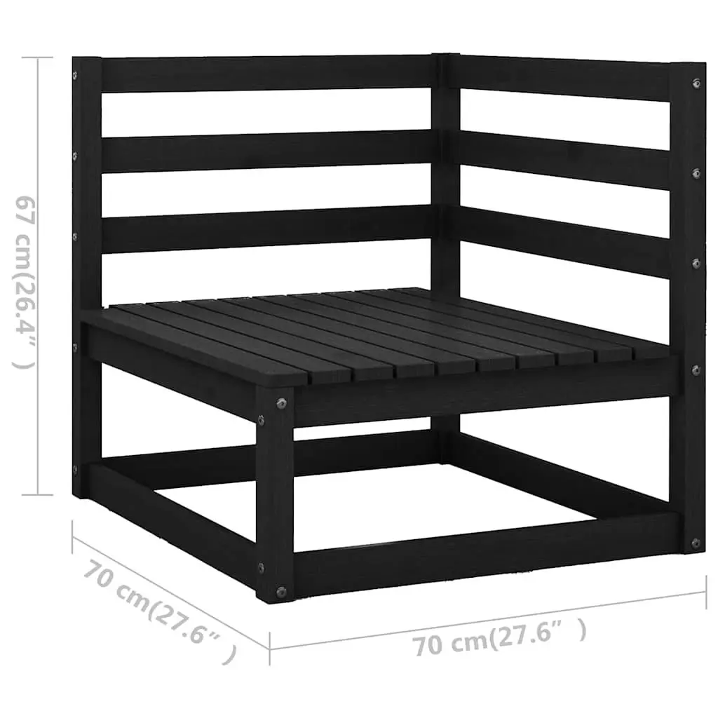 7 Piece Garden Lounge Set Cushions Black Pinewood Outdoor Furniture