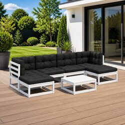 Reliable 7 Piece Garden Lounge Set in Solid Pinewood