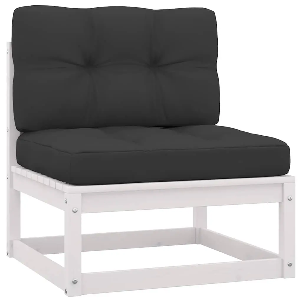 7 Piece Outdoor Lounge Set Garden Furniture Solid Pinewood White with Cushions