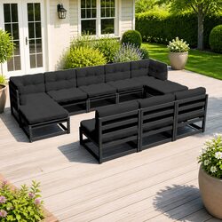 Garden Lounge Set 8 Piece Outdoor Furniture Patio Sofa with Cushions Black