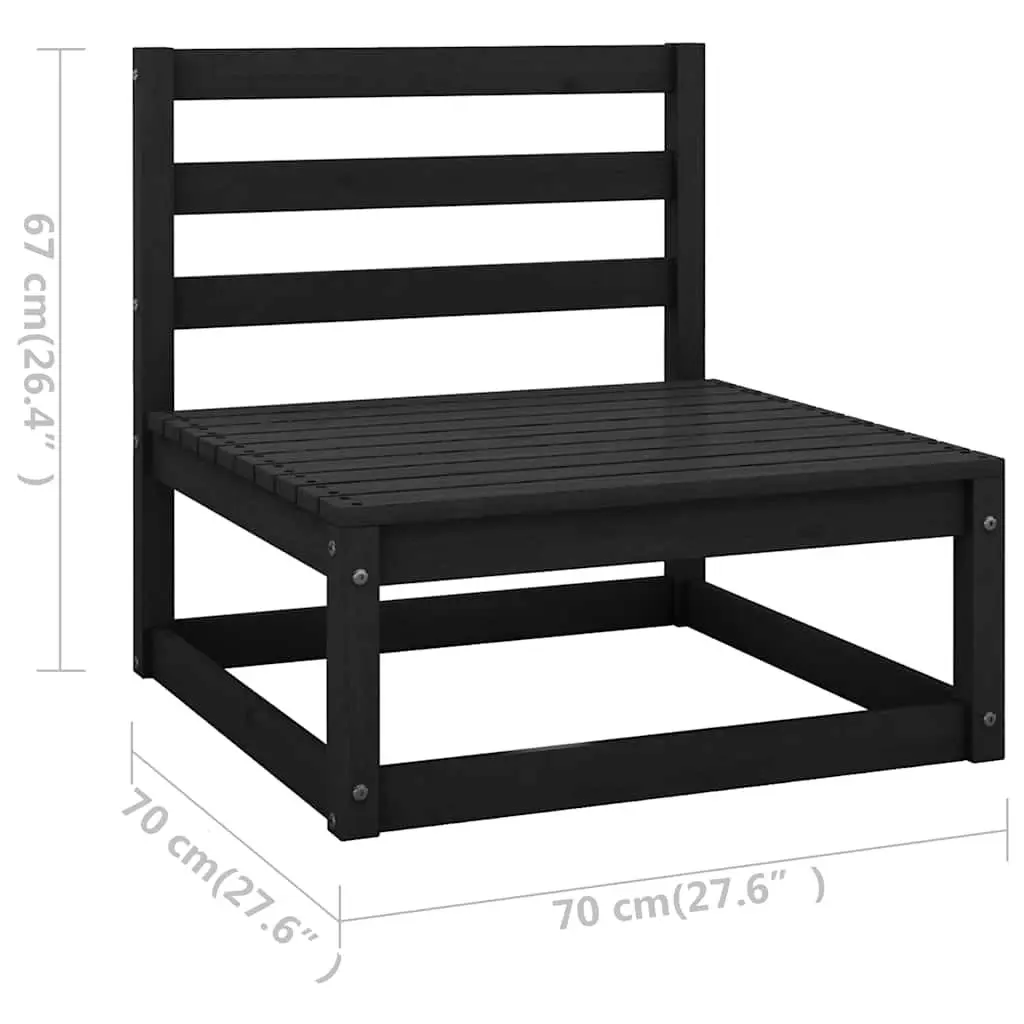 Garden Lounge Set 10 Piece Outdoor Furniture Black Solid Wood Sofa with Cushions