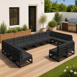 Reliable 12-Piece Garden Lounge Set in Black