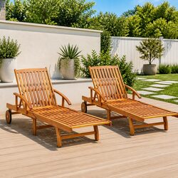 Durable Acacia Wood Loungers Set of 2 for Comfort