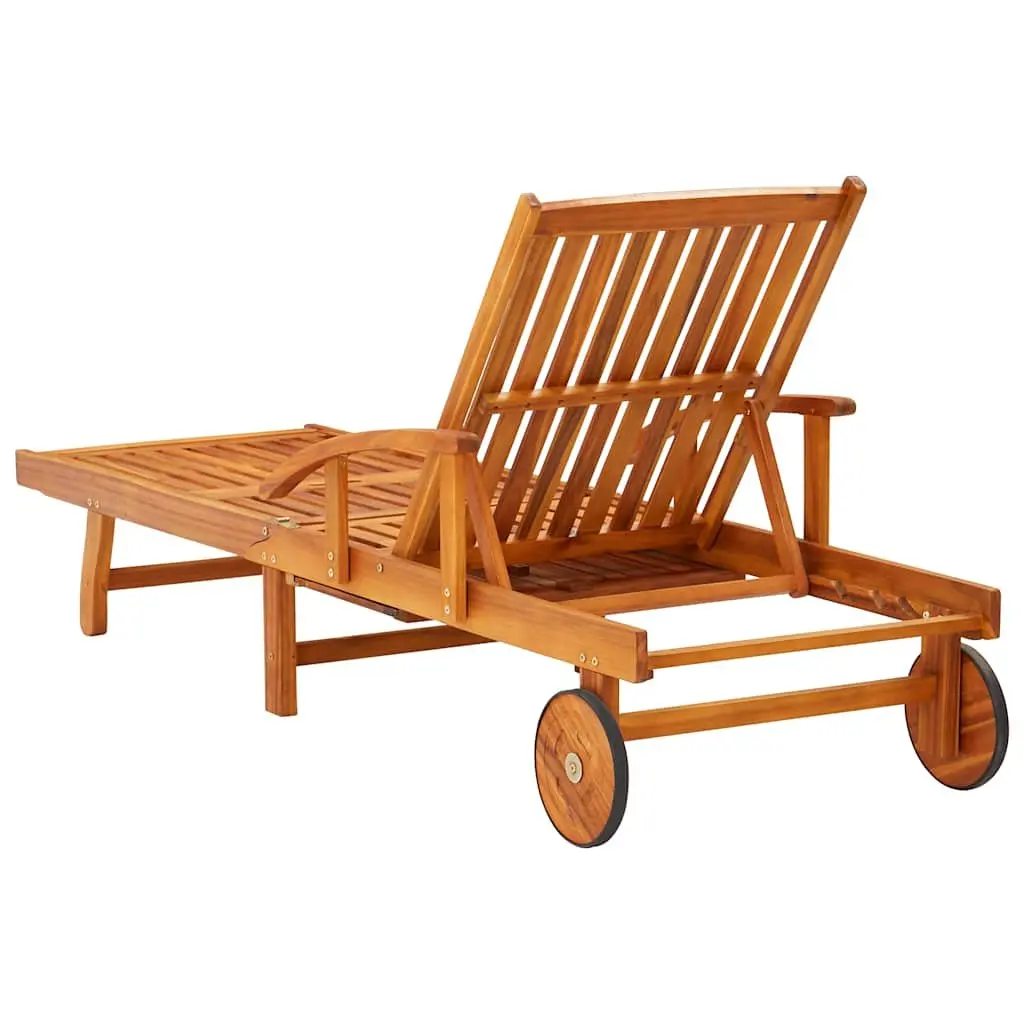Sun Loungers Outdoor Garden Patio Lounge Chair Set 2 pcs Solid Wood Acacia Brown