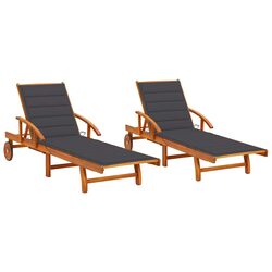 Comfortable and Durable Acacia Wood Sun Loungers Set