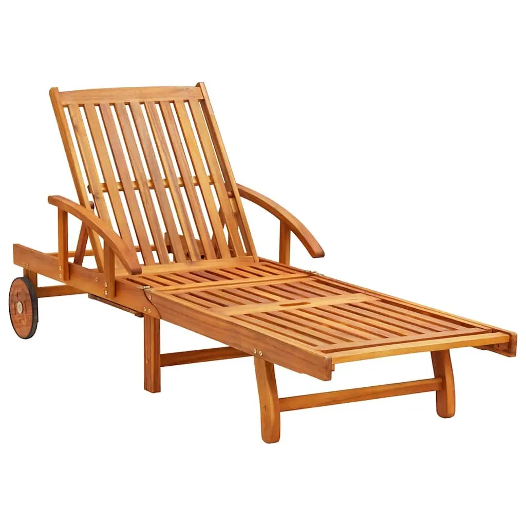 Sun Loungers Outdoor Garden Patio Daybed Recliner 2 pcs Solid Wood Black with Cushions