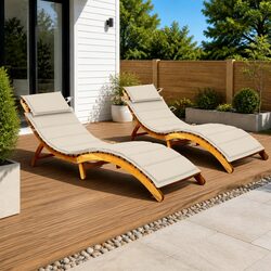 2 Piece Wooden Sun Lounger Set with Cushions: Quality Meets Value