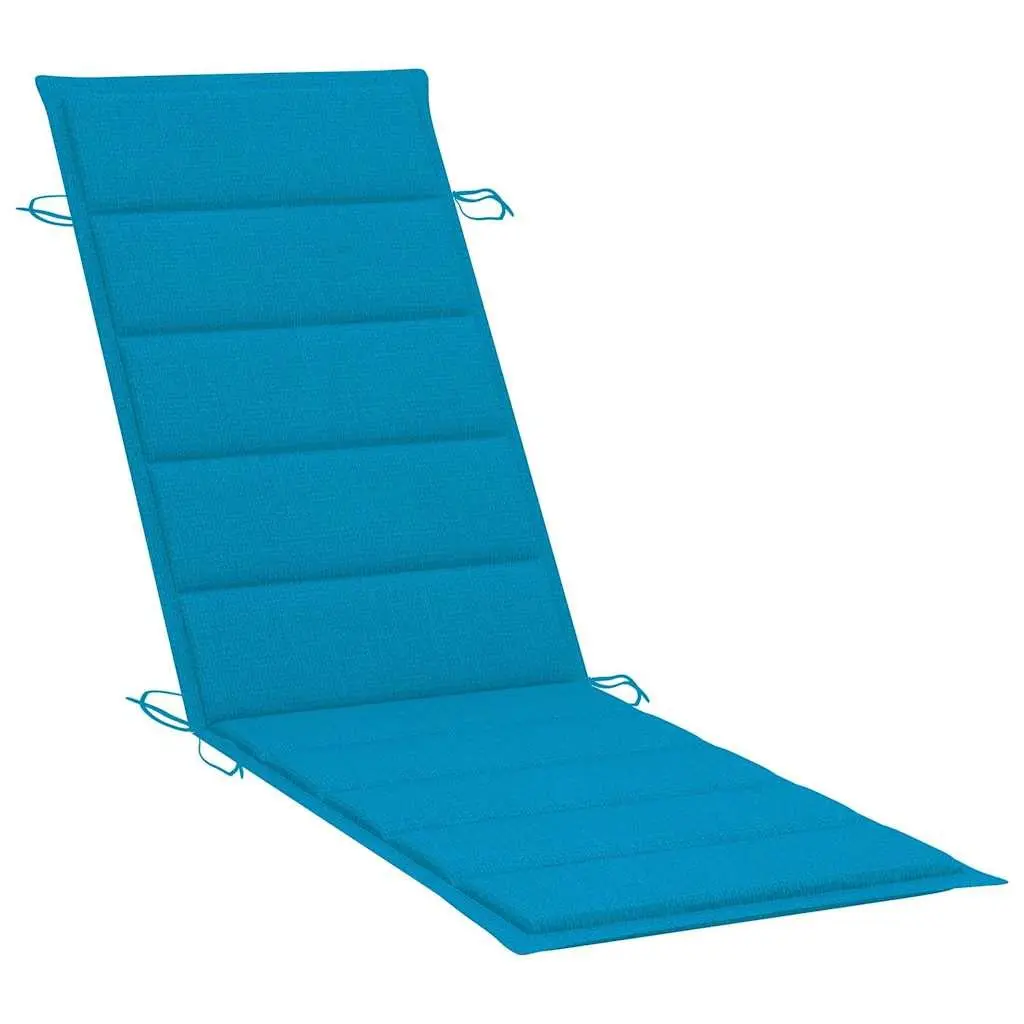 Sun Loungers Set of 2 Cushions Solid Wood Acacia Outdoor Garden Patio Daybed Blue