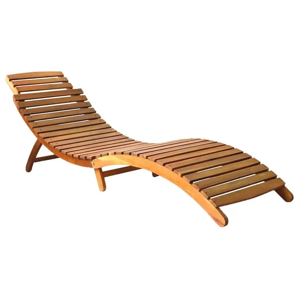 Sun Loungers Set 2 pcs Solid Wood Acacia Outdoor Garden Patio Daybed Black