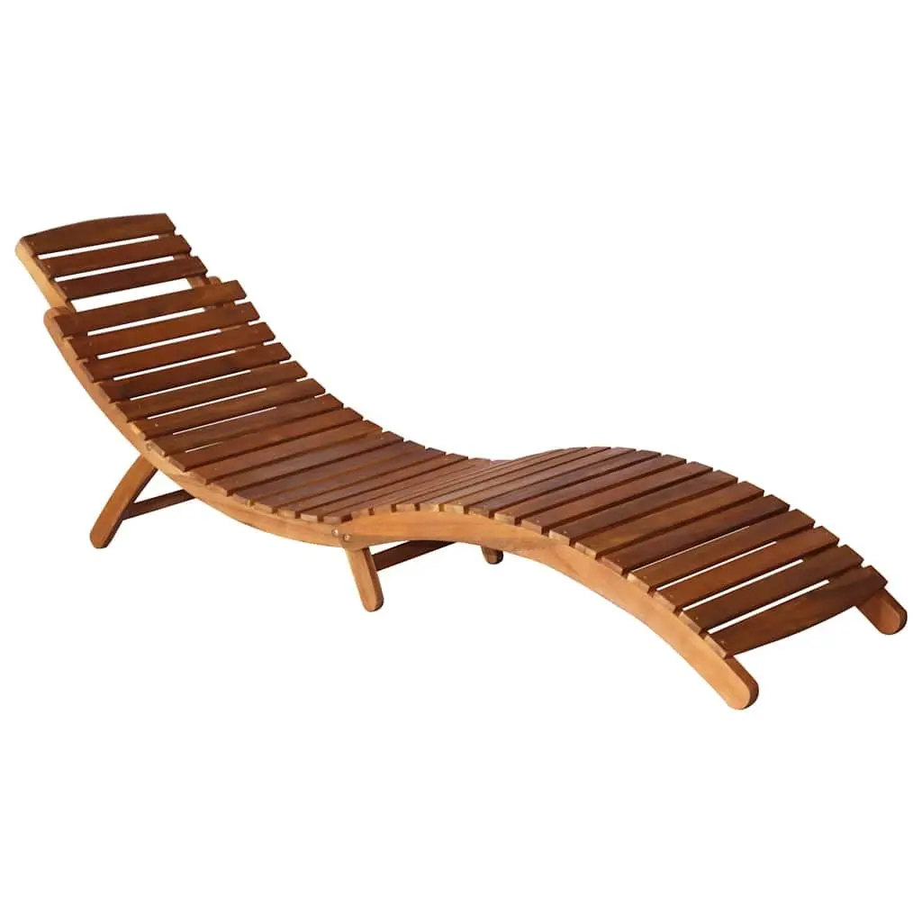 Wooden Sun Lounger Set 2 pcs Folding Garden Patio Daybed with Table Cushions Grey