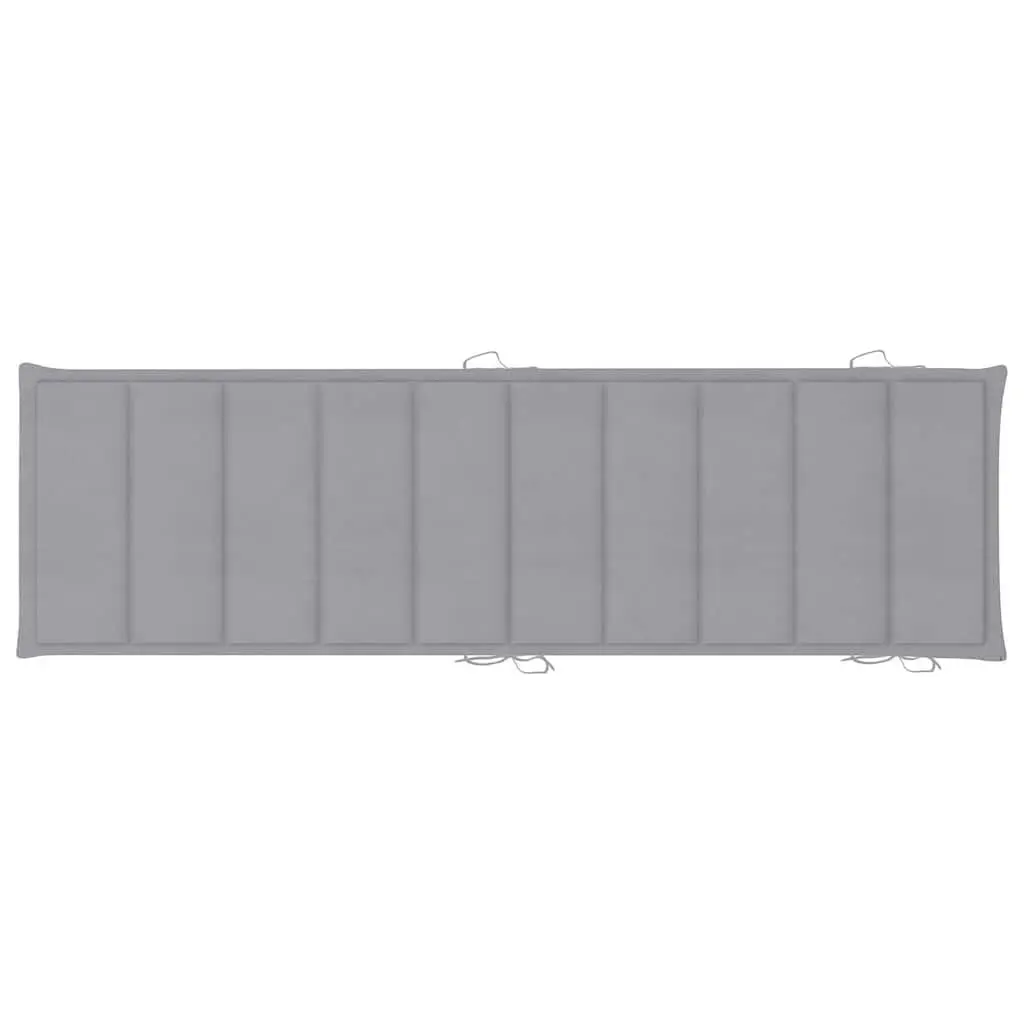 Wooden Sun Lounger Set 2 pcs Folding Garden Patio Daybed with Table Cushions Grey