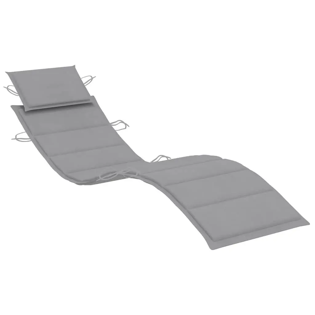 Wooden Sun Lounger Set 2 pcs Folding Garden Patio Daybed with Table Cushions Grey