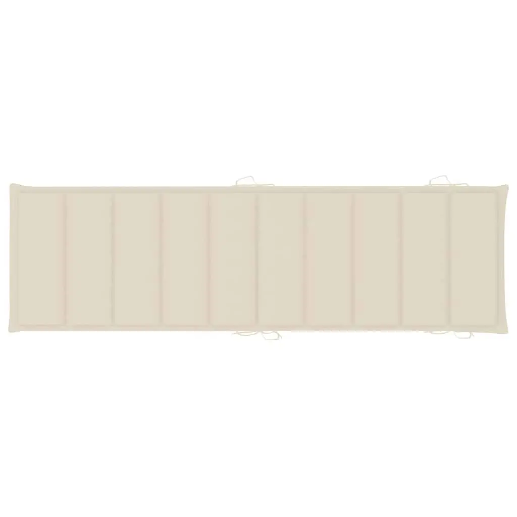Sun Loungers Set 2 pcs Outdoor Cushions Solid Acacia Wood Cream