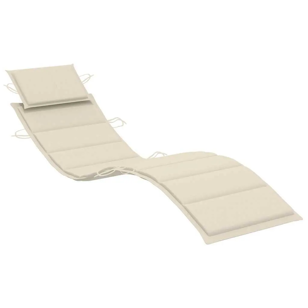 Sun Loungers Set 2 pcs Outdoor Cushions Solid Acacia Wood Cream