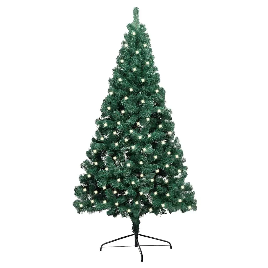 Artificial Half Christmas Tree 240cm Pre-lit LED Green PVC Seasonal Holiday