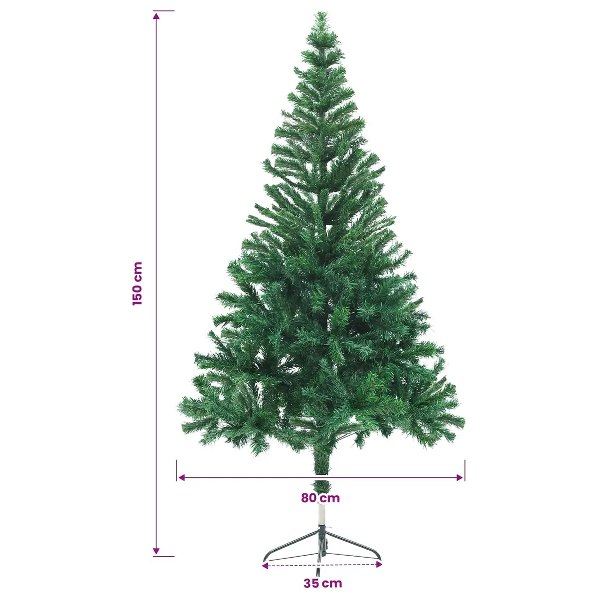 Artificial Christmas Tree Pre-lit 150 cm Green 380 Branches LED Lights