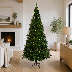 Durable 240cm Pre-lit Christmas Tree with LED Lighting