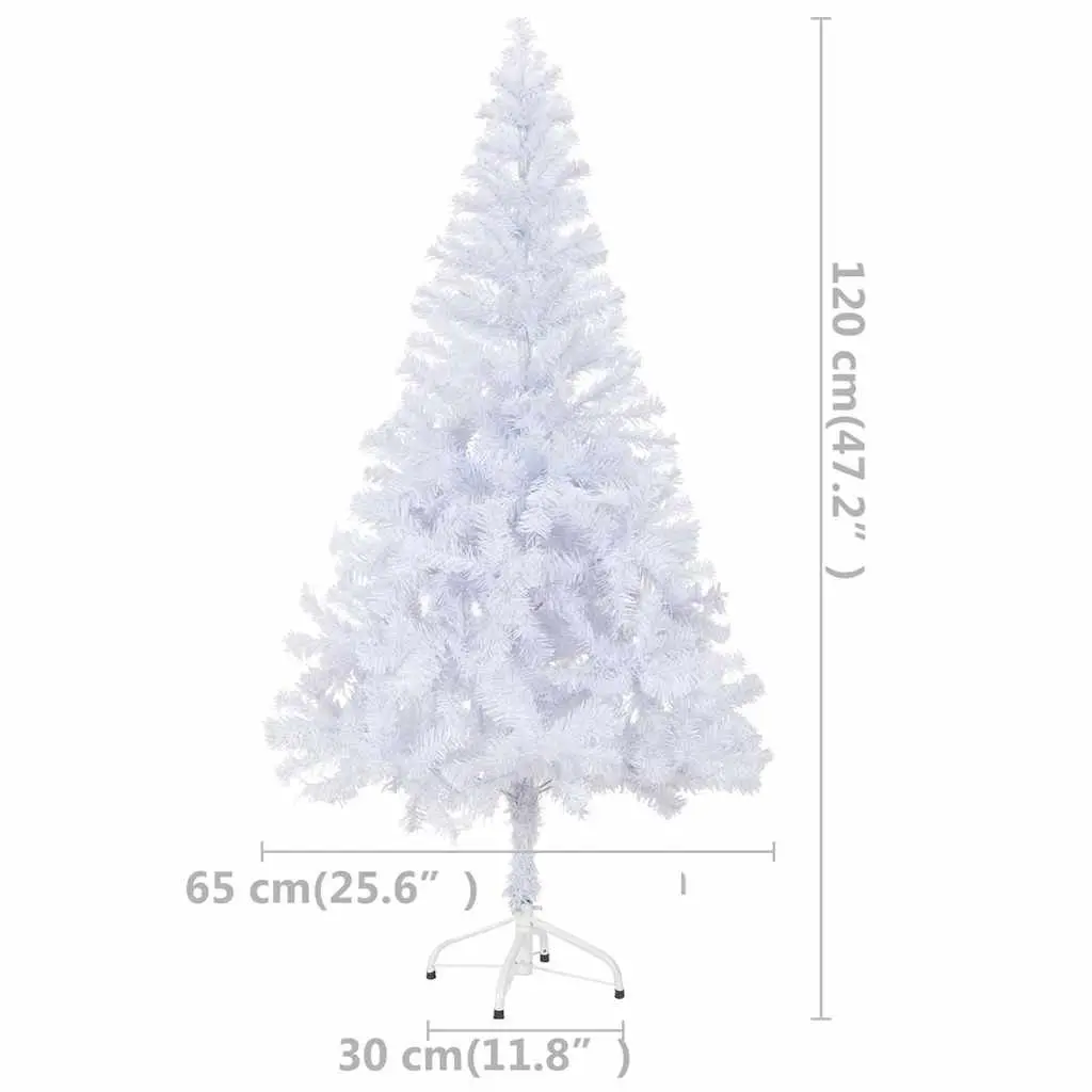 Artificial Christmas Tree Pre-lit 120cm White PVC Holiday Decor Indoor
