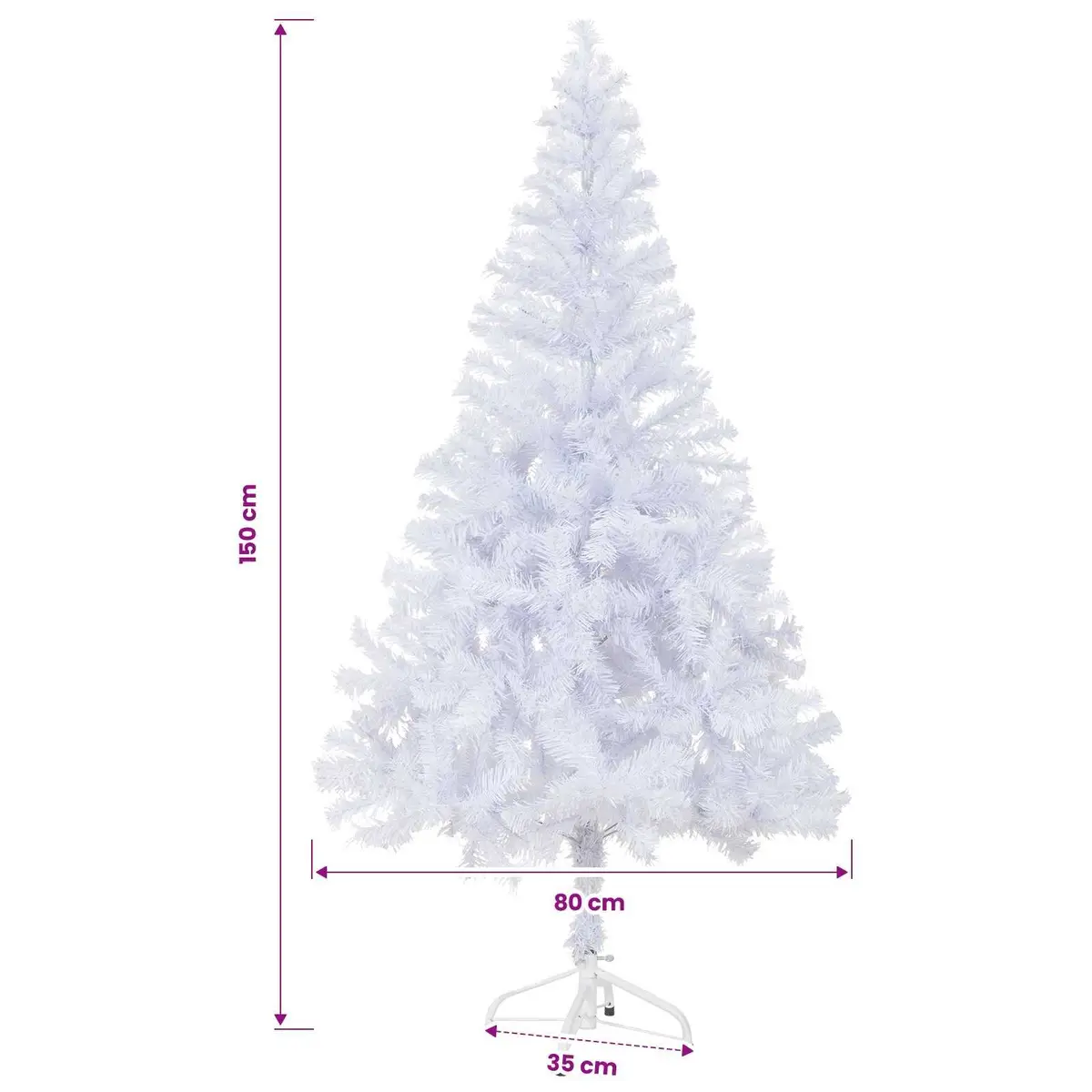 Artificial Christmas Tree Pre-lit 150cm White Holiday Decor