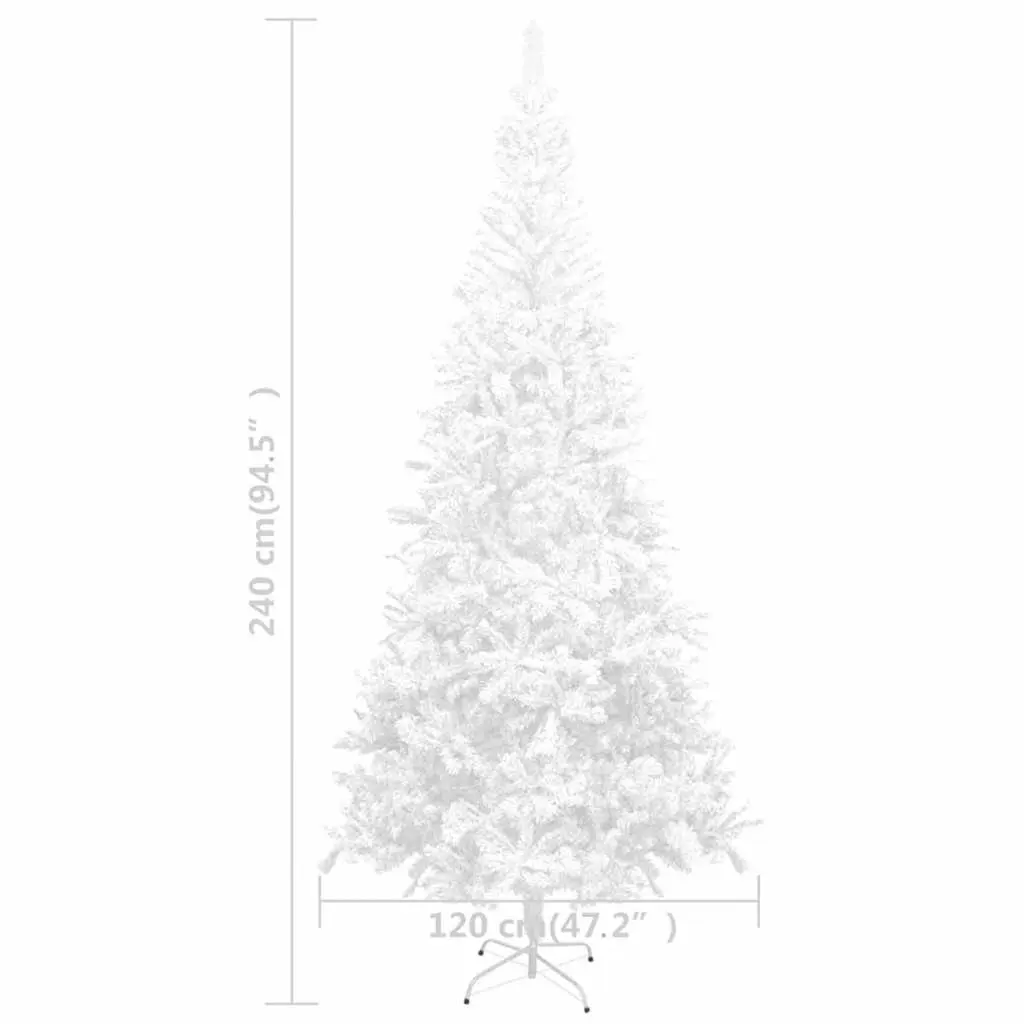 Artificial Pre-lit Christmas Tree 240cm White 1300 Branch Tips Holiday Decor