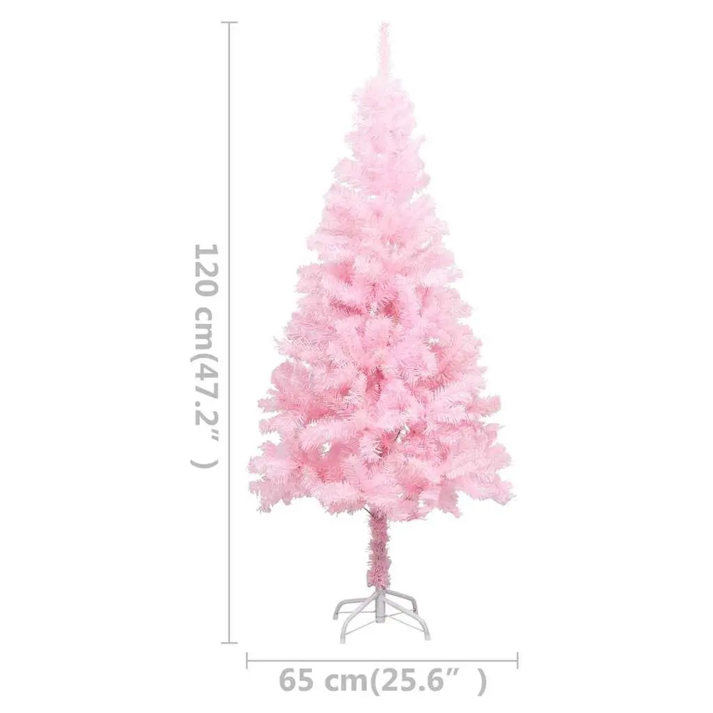 Artificial Pre-lit Christmas Tree 120cm Pink PVC with LED Lights Stand
