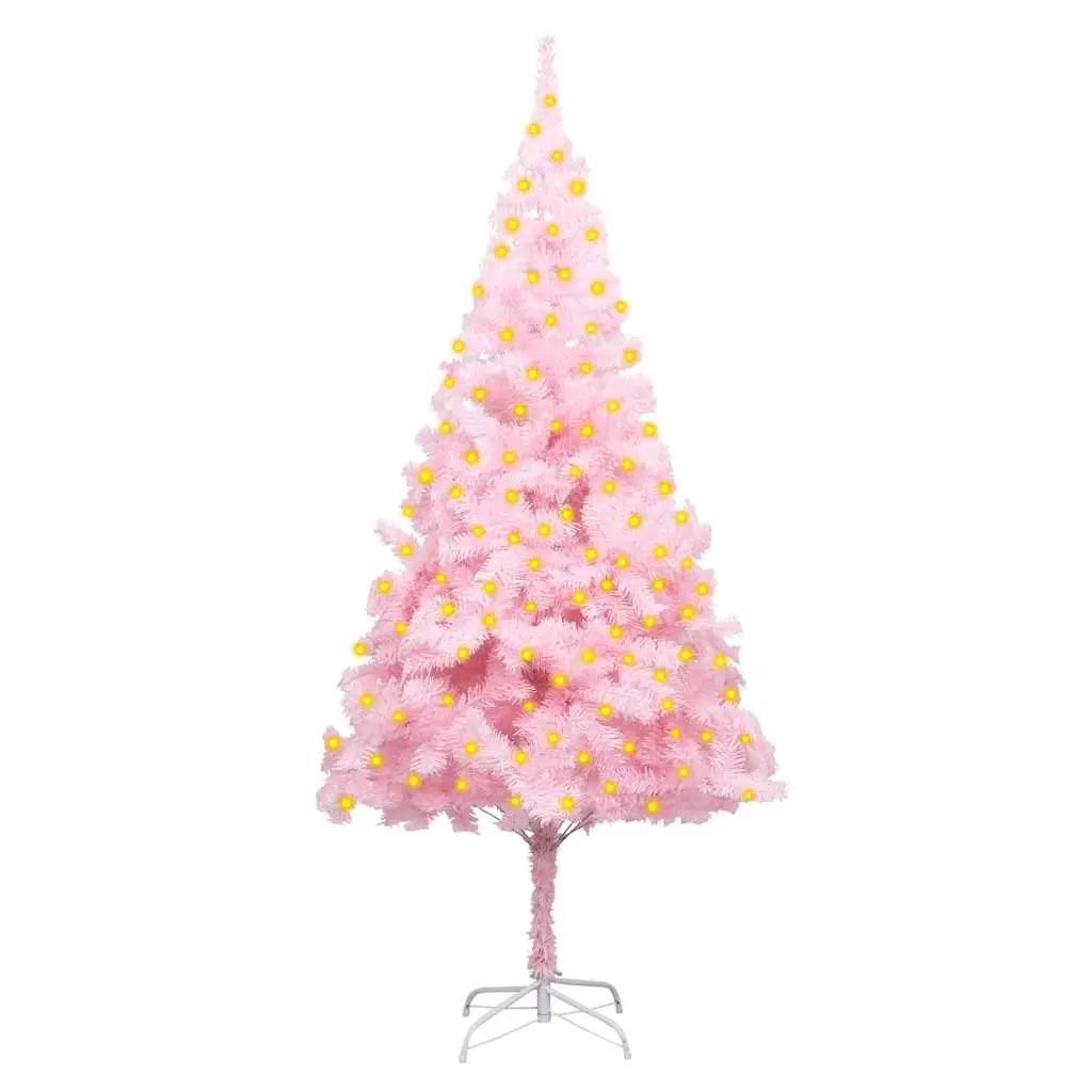 Artificial Christmas Tree Pink Pre-lit 180cm with Stand LED Lights