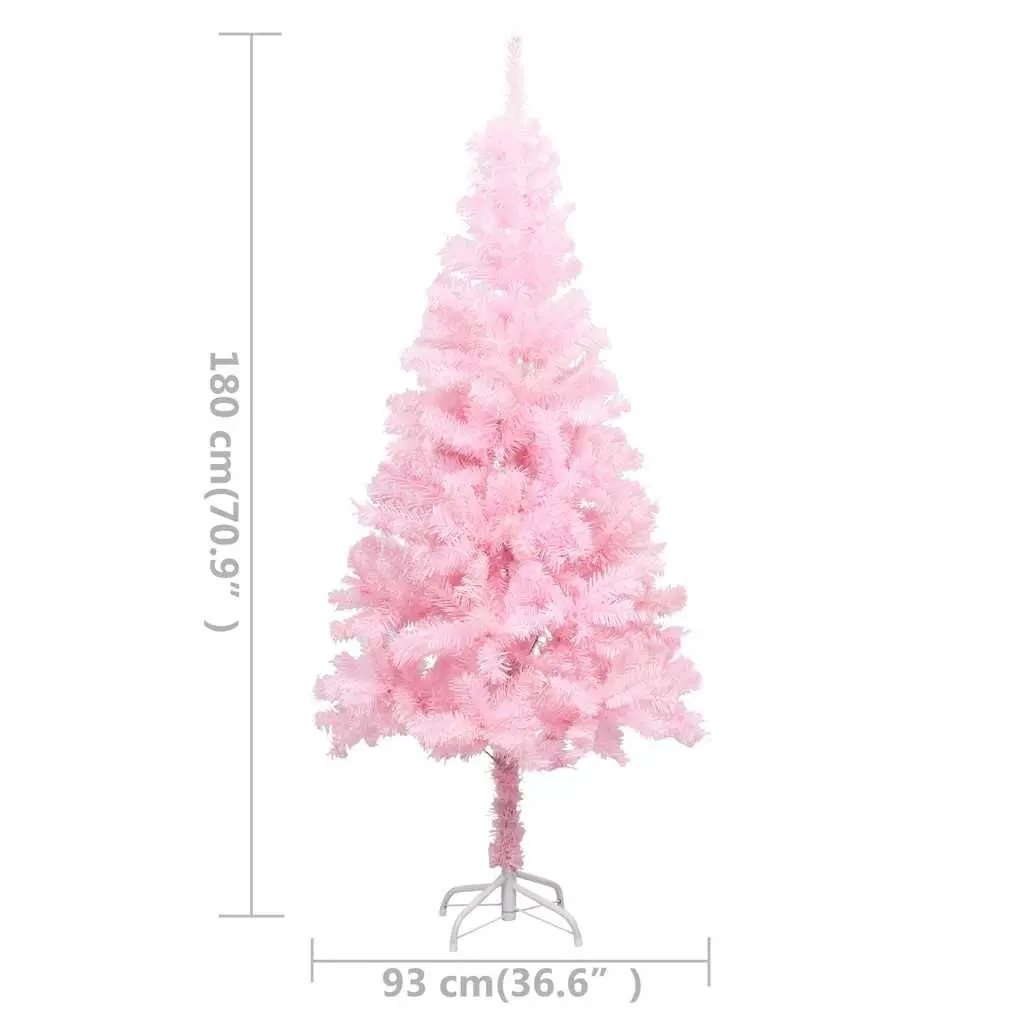 Artificial Christmas Tree Pink Pre-lit 180cm with Stand LED Lights