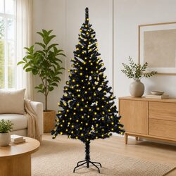 Practical Black Pre-lit Christmas Tree for Festive Decor