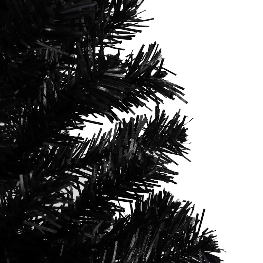 Artificial Christmas Tree Pre-lit 210cm Black with Stand LED Lights