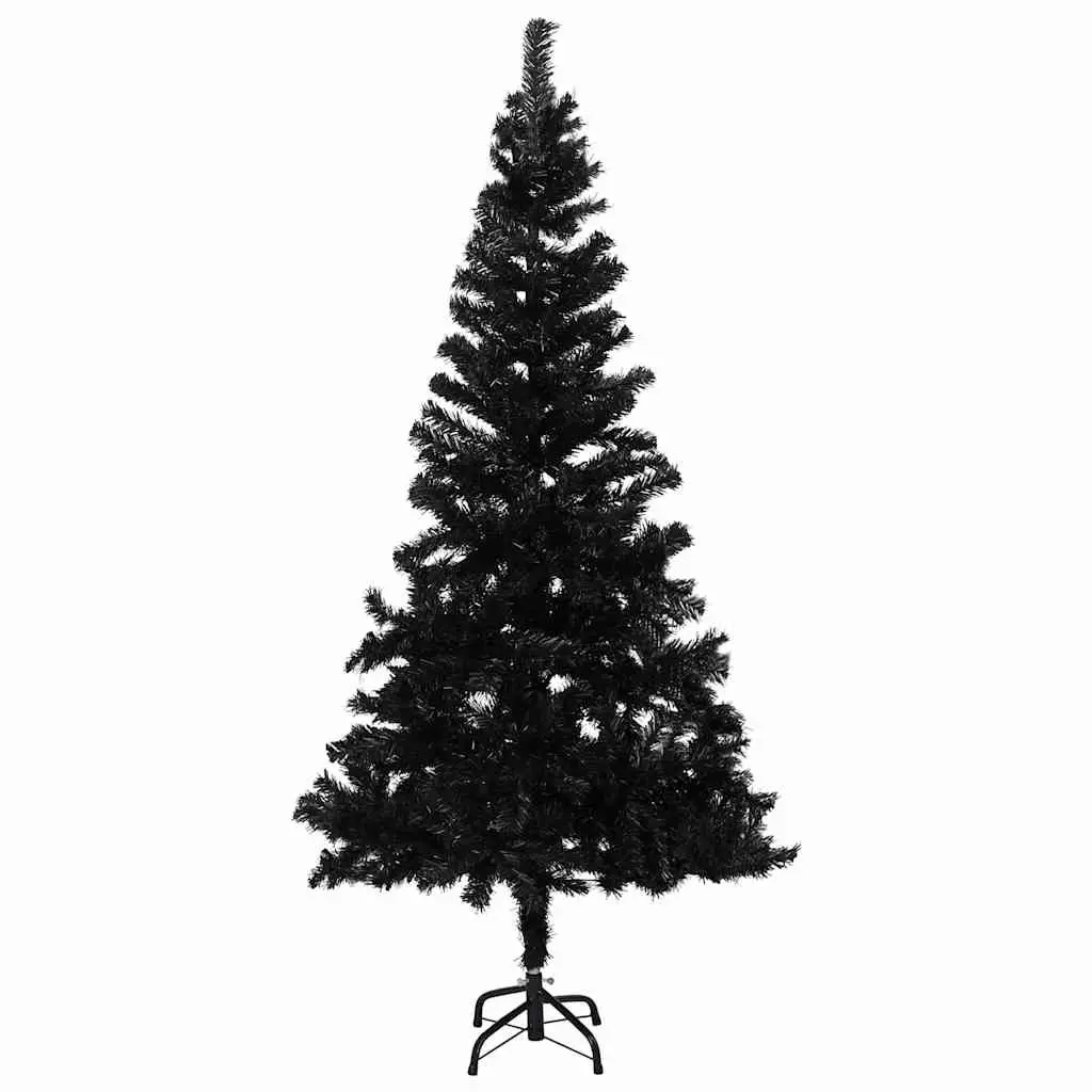 Pre-lit Artificial Christmas Tree 240 cm Black PVC Holiday Decoration with Stand