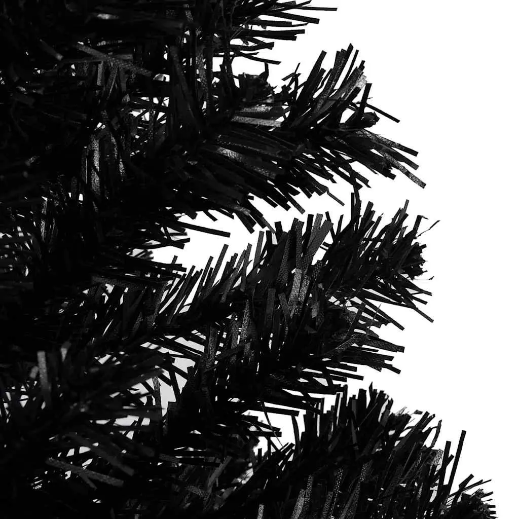 Pre-lit Artificial Christmas Tree 240 cm Black PVC Holiday Decoration with Stand