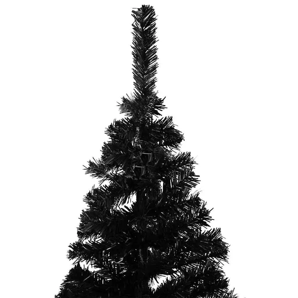 Pre-lit Artificial Christmas Tree 240 cm Black PVC Holiday Decoration with Stand