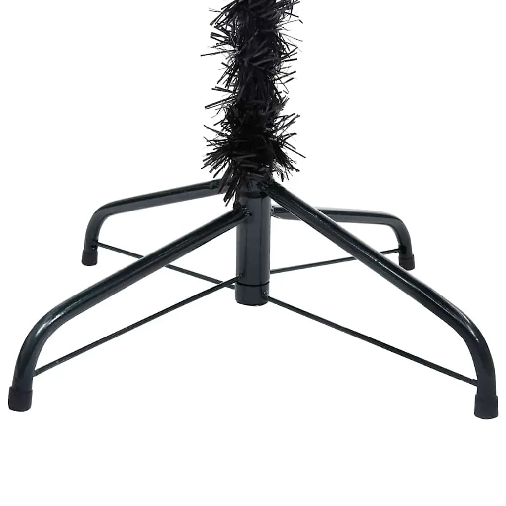 Pre-lit Artificial Christmas Tree 240 cm Black PVC Holiday Decoration with Stand