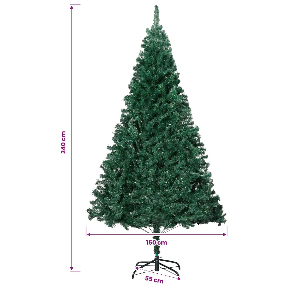 Artificial Christmas Tree 240cm Green Pre-lit Holiday Decor