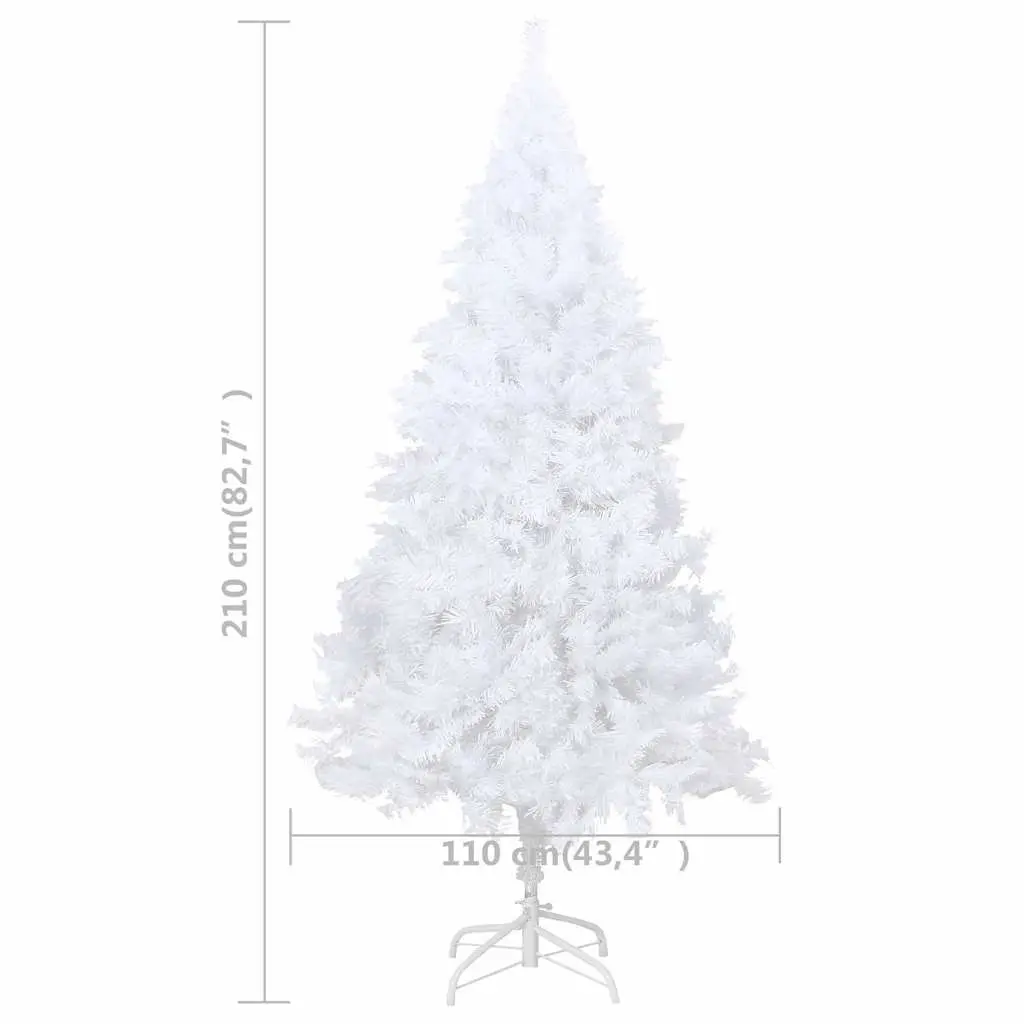 Artificial Christmas Tree Pre-lit LED Lights 210cm White Thick Branches