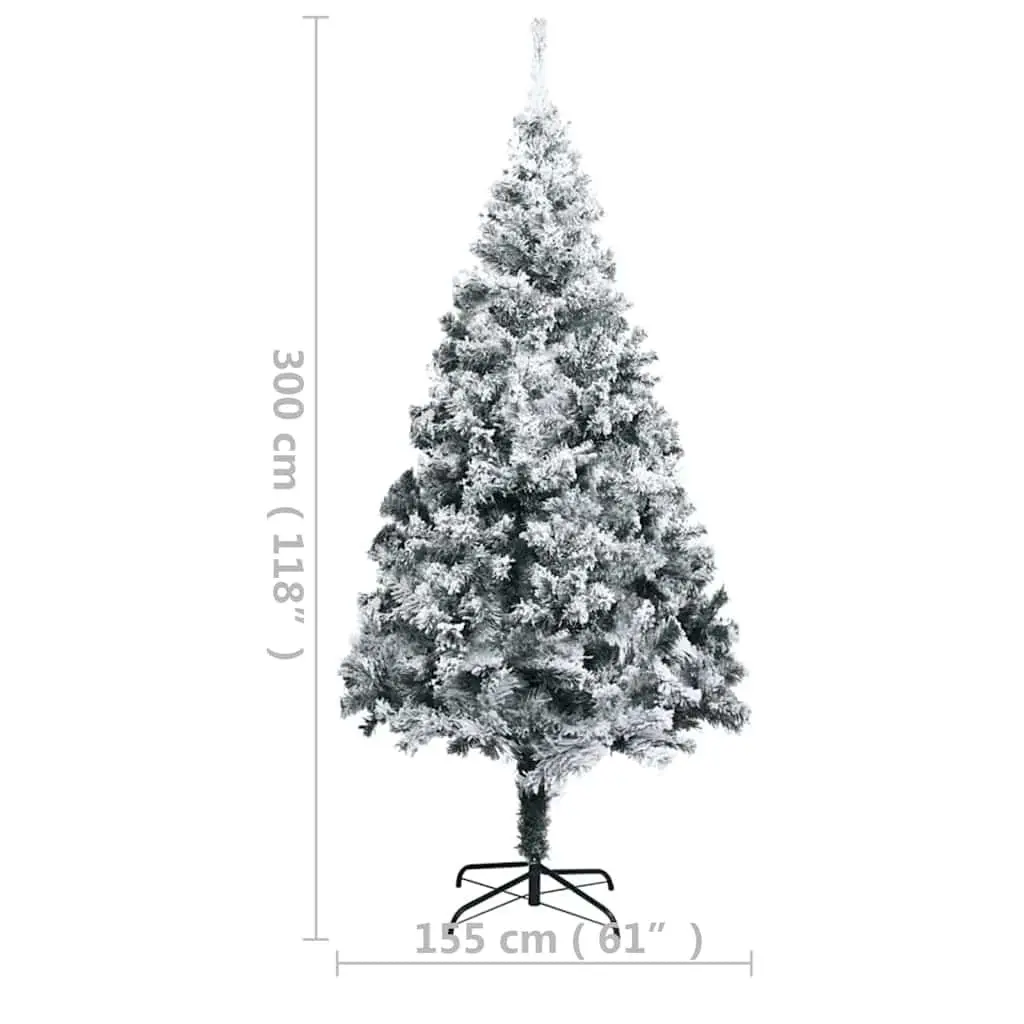 Artificial Christmas Tree Pre-lit LED 300cm Flocked Snow Green