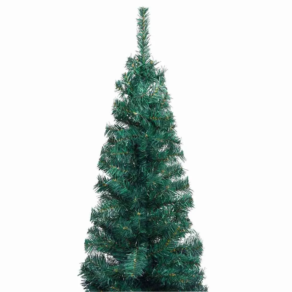 Slim Artificial Christmas Tree Pre-lit 240cm Green Indoor Holiday