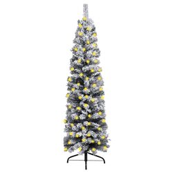 Durable 210cm Slim Christmas Tree with Pre-lit LED Lights