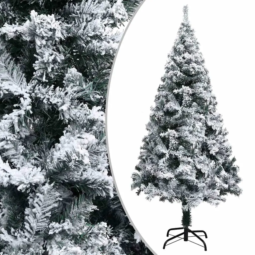 Artificial Christmas Tree Pre-lit LED 120cm Green Flocked Snow Holiday Decoration