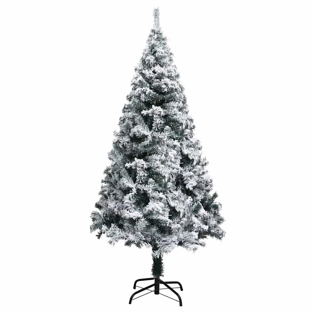 Artificial Christmas Tree Pre-lit Green Flocked Snow 150cm Holiday Decor Indoor
