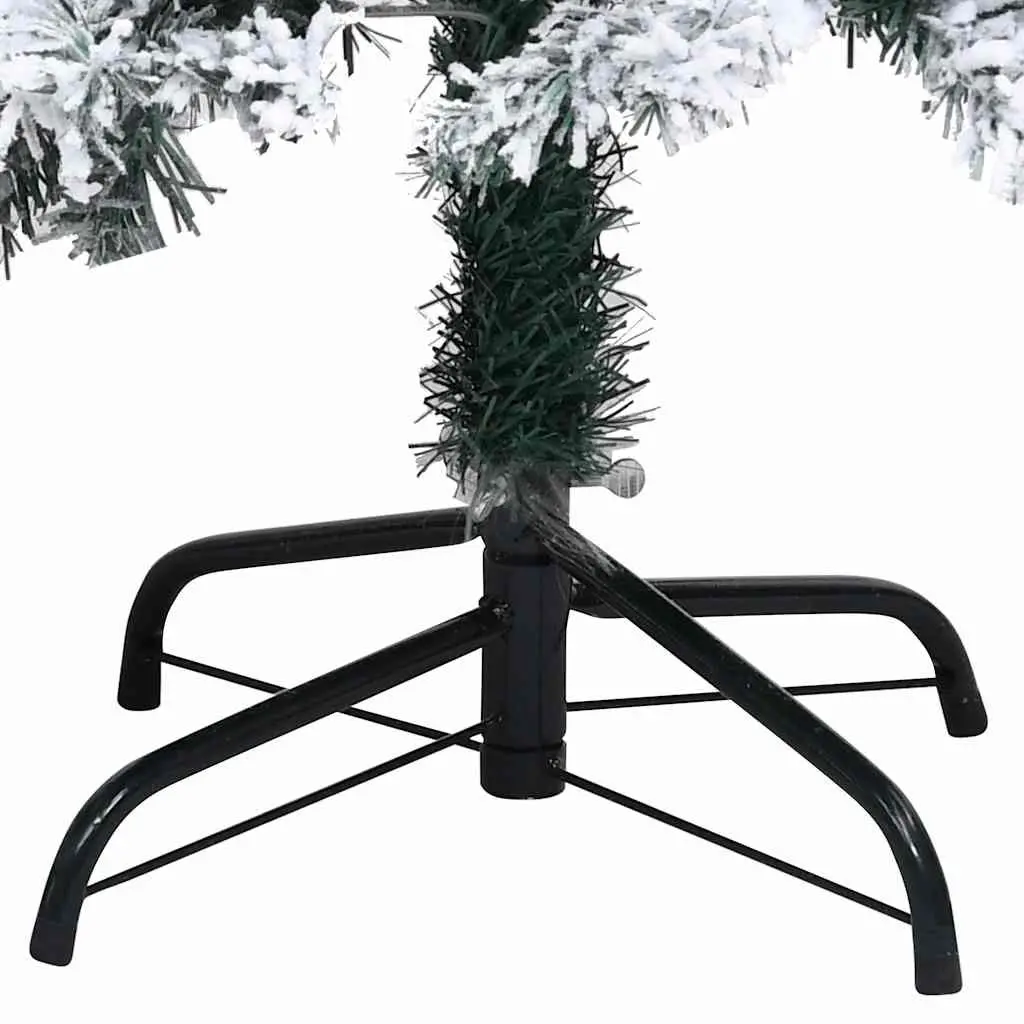 Artificial Christmas Tree Pre-lit Green Flocked Snow 150cm Holiday Decor Indoor